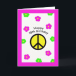 Cartes d'anniversaire Peace 18th<br><div class="desc">Cette carte de 18e anniversaire de paix et de fleurs fait une carte amusante pour son 18e anniversaire. Image et verset Kathy Henis</div>