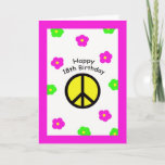 Cartes d'anniversaire Peace 18th<br><div class="desc">Cette carte de 18e anniversaire de paix et de fleurs fait une carte amusante pour son 18e anniversaire. Image et verset Kathy Henis</div>