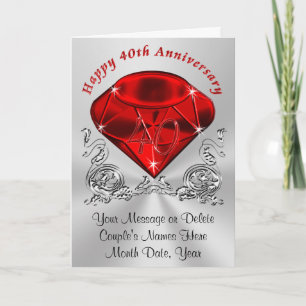 Cartes d'anniversaire personnalisées en rubis avec