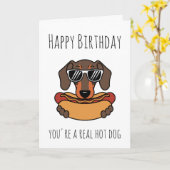 cartes d'anniversaire pour chien de saucisse (Fleur jaune)