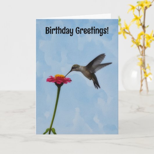 Cartes d'anniversaire pour colibris et fleurs (Fleur jaune)