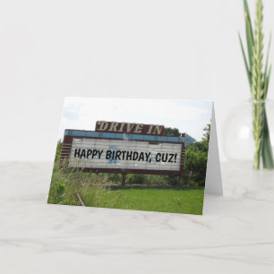 CARTES D'ANNIVERSAIRE POUR COUSIN, CINÉMA EN VOITU