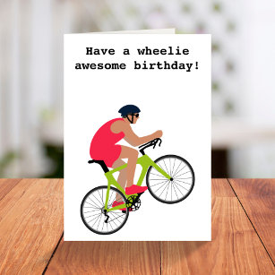 Cartes d'anniversaire pour cycliste rouge amusant