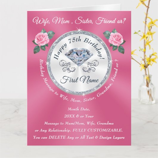 Cartes d'anniversaire pour elle, maman, femme, soe (Fleur jaune)