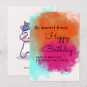 Cartes d'anniversaire pour enfants avec licorne (Devant / Derrière)