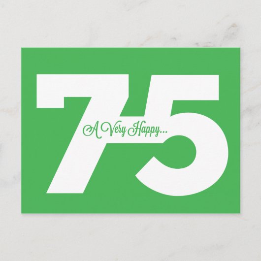 Cartes d'anniversaire pour les 75 ans - en vert (Devant)