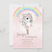 Cartes d'Anniversaire Rose Unicorn RainBow (Devant)
