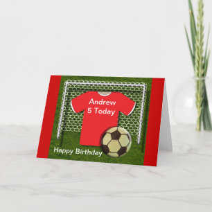 Cartes d'anniversaire sur le thème de football rou