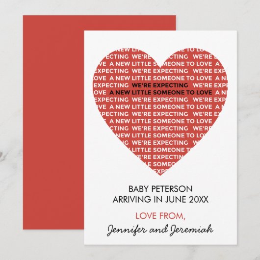 Cartes d'annonce de grossesse pour la Saint-Valent (Devant / Derrière)