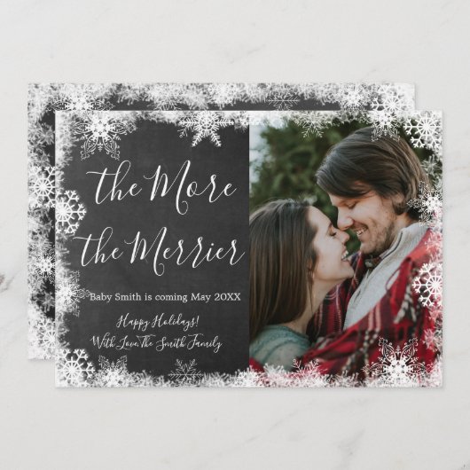 Cartes d'annonce de grossesse pour Noël avec photo (Devant / Derrière)