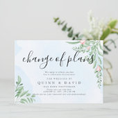 Cartes d'annonce de mariage reporté bleu poussiére (Debout devant)