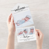 Cartes d'annonce de naissance avec calligraphie mi (Déchirure)