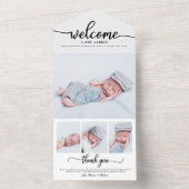 Cartes d'annonce de naissance avec calligraphie mi (À l'intérieur)