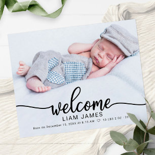 Cartes d'annonce de naissance avec photo et callig