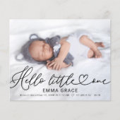 Cartes d'annonce de naissance avec un joli script  (Devant)