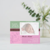 Cartes d'annonce de naissance - bébé fille (Debout devant)