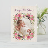 Cartes d'annonce de naissance de bébé fille Floral (Debout devant)