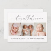 Cartes d'annonce de naissance de jumeaux deux fois (Devant / Derrière)