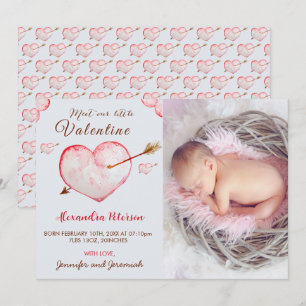 Cartes d'annonce de naissance Saint-Valentin cœur