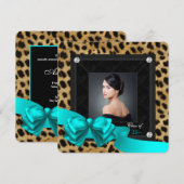 Cartes d'annonce de remise de diplôme Turquoise et (Devant / Derrière)