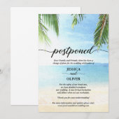Cartes d'annonce de report de mariage thème plage (Devant / Derrière)