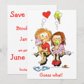 Cartes d'annonce drôles de sauvegarde de date (Devant / Derrière)