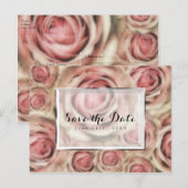 Cartes d'annonce élégantes avec des roses roses (Devant / Derrière)