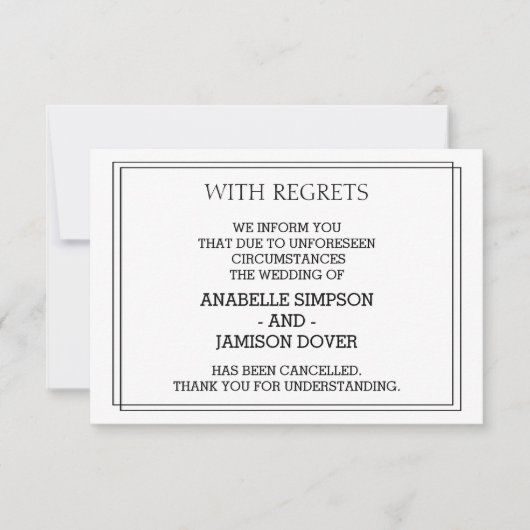 Cartes d'annulation d'annonce de mariage (Devant)