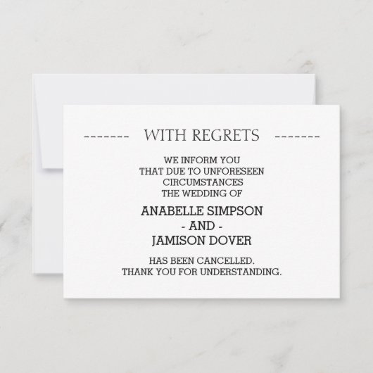 Cartes d'annulation d'annonce de mariage (Devant)