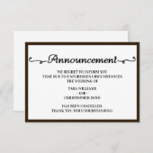 Cartes d'annulation d'annonce de mariage (Devant / Derrière)