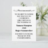 Cartes d'annulation d'annonce de mariage (Debout devant)
