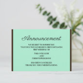 Cartes d'annulation d'annonce de mariage Neo Mint (Debout devant)