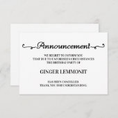 Cartes d'annulation de fête d'anniversaire (Devant / Derrière)