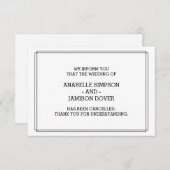 Cartes d'annulation du Faire-part mariage (Devant / Derrière)