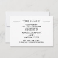 Cartes d'annulation du Faire-part mariage