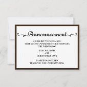 Cartes d'annulation du Faire-part mariage (Devant)