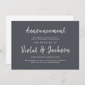 Cartes d'annulation minimalistes du mariage de scr (Devant / Derrière)