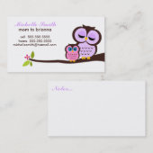 Cartes d'appel Maman et Baby Owl (Devant / Derrière)