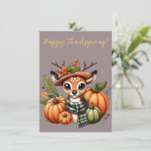 Cartes d'aquarelle de cerf de Bon thanksgiving ado (Debout devant)