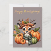 Cartes d'aquarelle de cerf de Bon thanksgiving ado (Devant)