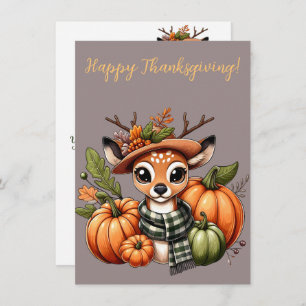 Cartes d'aquarelle de cerf de Bon thanksgiving ado