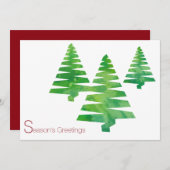 Cartes d'aquarelle de Noël des Arbres Peints (Devant / Derrière)