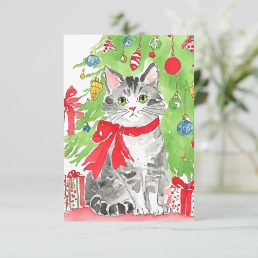 Cartes d'aquarelle de Noël Kitten (Debout devant)