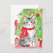 Cartes d'aquarelle de Noël Kitten (Devant / Derrière)