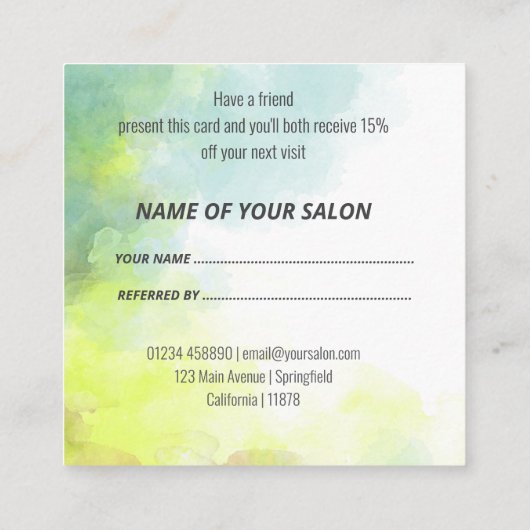 Cartes d'aquarelle de référence à un ami (Dos)