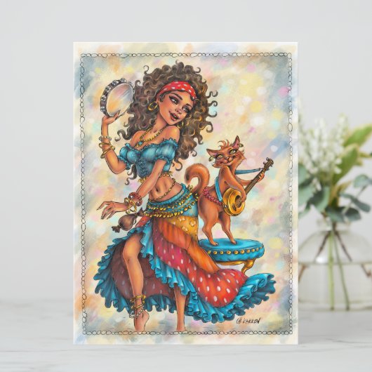 Cartes d'art de danseuse de rue bohémienne Gypsy G (Debout devant)