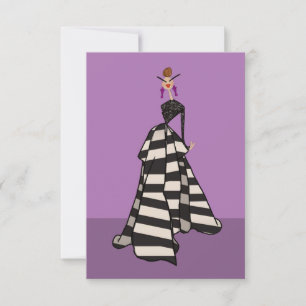 Cartes d'art de mode féminine à rayures noires et
