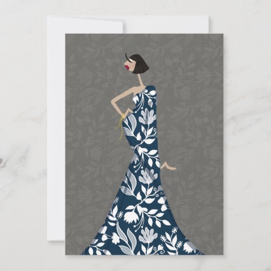 Cartes d'art d'illustration de mode florale bleue (Devant)