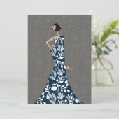Cartes d'art d'illustration de mode florale bleue (Debout devant)