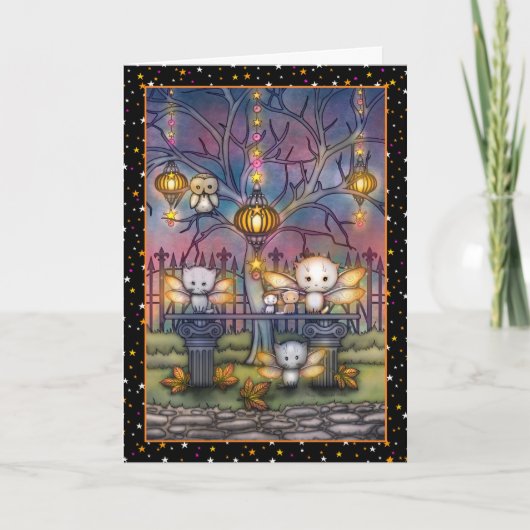Cartes d'art mignon de fées de chat Halloween (Devant)